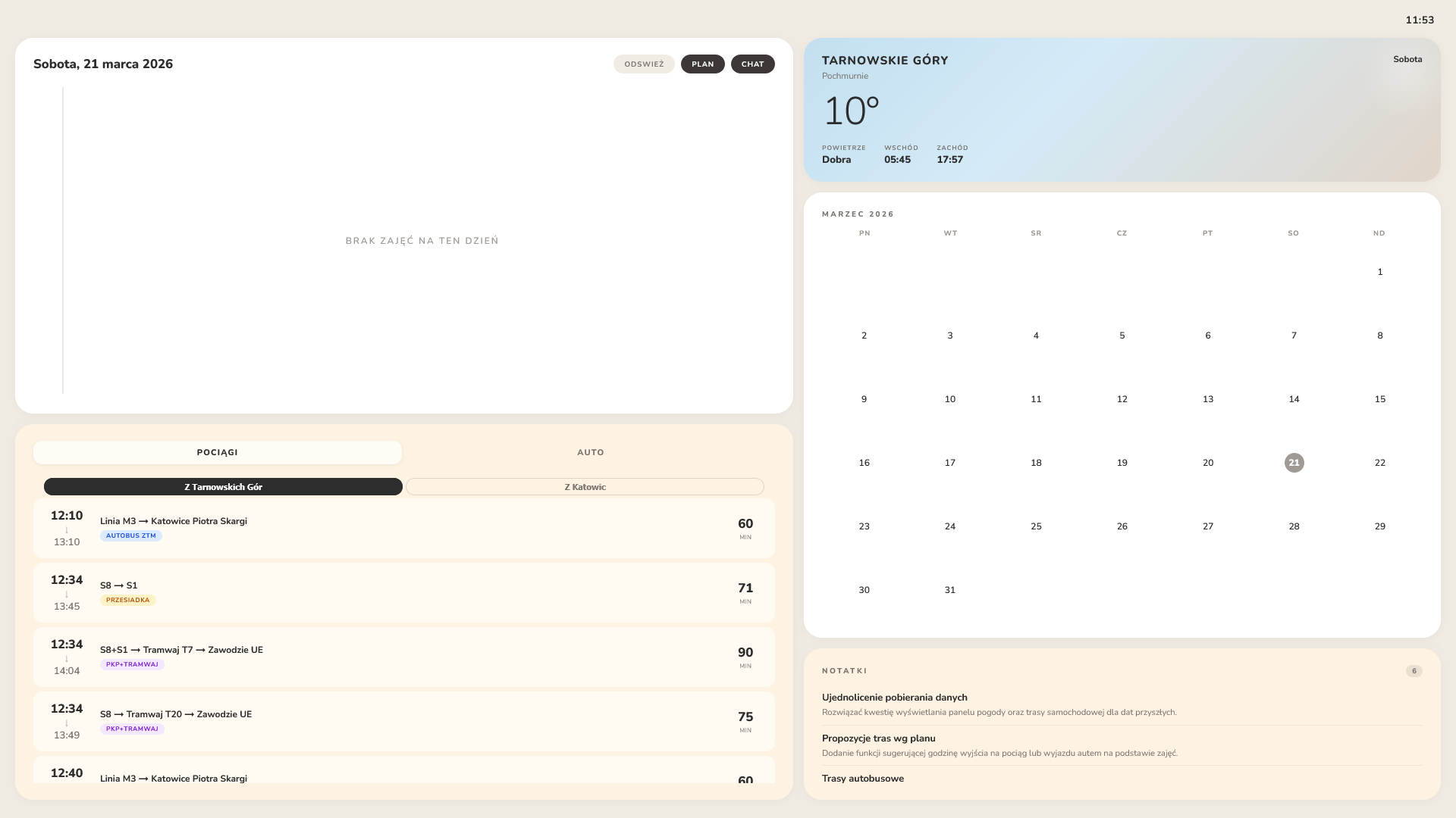 Dashboard Smart Calendar