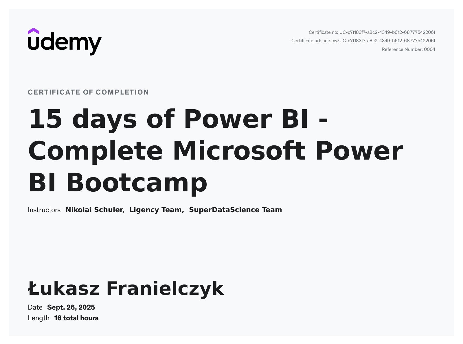 Certyfikat Power BI